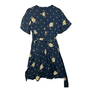 Banana Republic Floral Print Polka Dot‎ A-line Tie Waist Dress size 6 Blue/White
